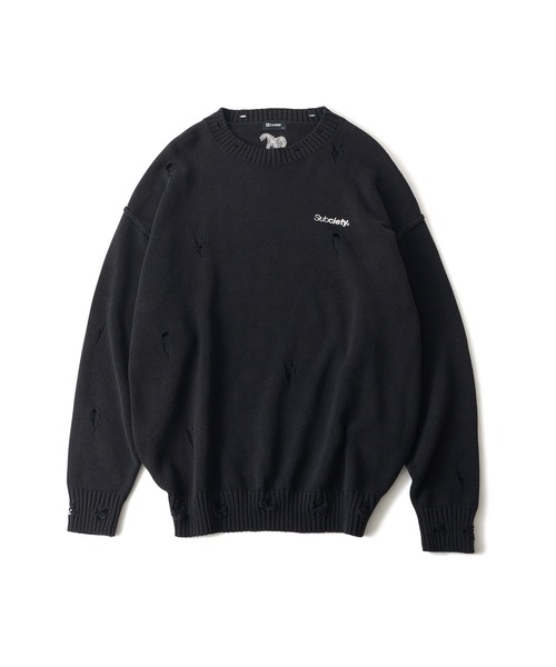 「Subciety」 長袖ニット MEDIUM グレー メンズ_画像2