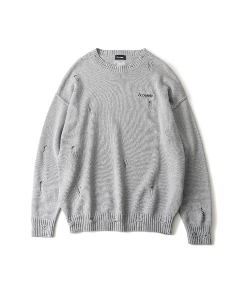 「Subciety」 長袖ニット MEDIUM グレー メンズ_画像3