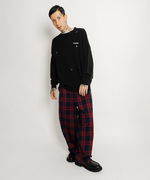 「Subciety」 長袖ニット MEDIUM グレー メンズ_画像8