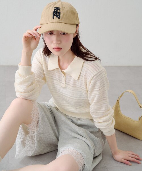 Kastane（カスタネ） tシャツ ボーダーシアーポロニット レディース 
