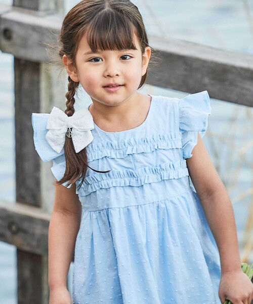ワンピース ドットドビーフリルギャザーワンピース キッズ 子供服 女の子の画像