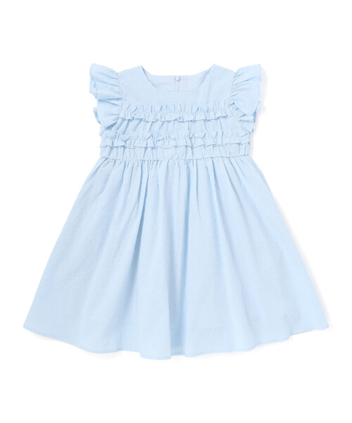 ワンピース ドットドビーフリルギャザーワンピース キッズ 子供服 女の子の画像