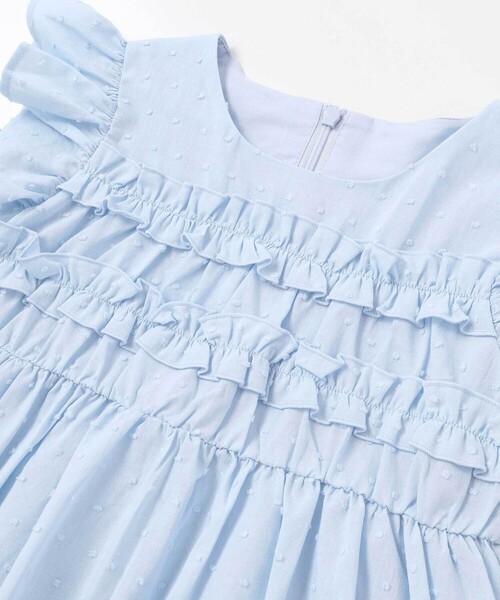 ワンピース ドットドビーフリルギャザーワンピース キッズ 子供服 女の子の画像