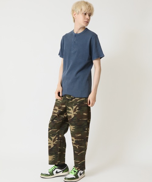 RRL カーゴパンツ ダークグリーン ヘンリーネックシャツ半袖付 ARCADE（アーケード） tシャツ ピグメント加工 サーマルワッフル 半袖T
