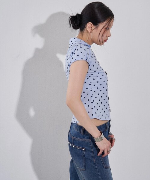 ブラウス シャツ Wボタンコンパクトパフシャツ レディースの画像