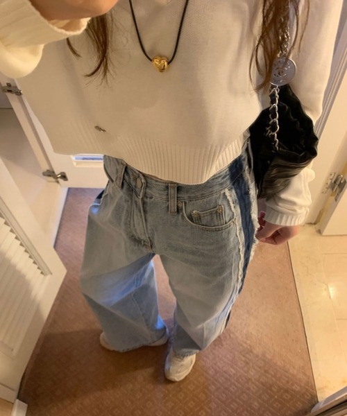 「ANOTHER S」 デニムパンツ L ブルー レディース_画像7
