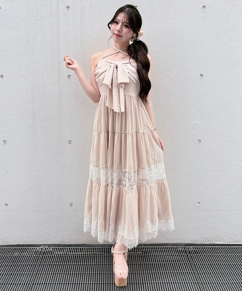NOMAE（ノーマエ） ワンピース レースラインリボンキャミワンピース
