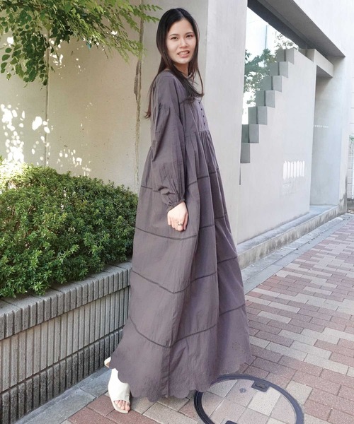 「CORNERS」 長袖ワンピース L スミクロ レディース_画像7