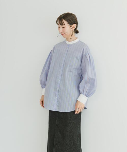 「ITEMS URBANRESEARCH」 長袖ブラウス FREE ブルー レディース_画像3