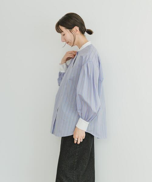 「ITEMS URBANRESEARCH」 長袖ブラウス FREE ブルー レディース_画像4