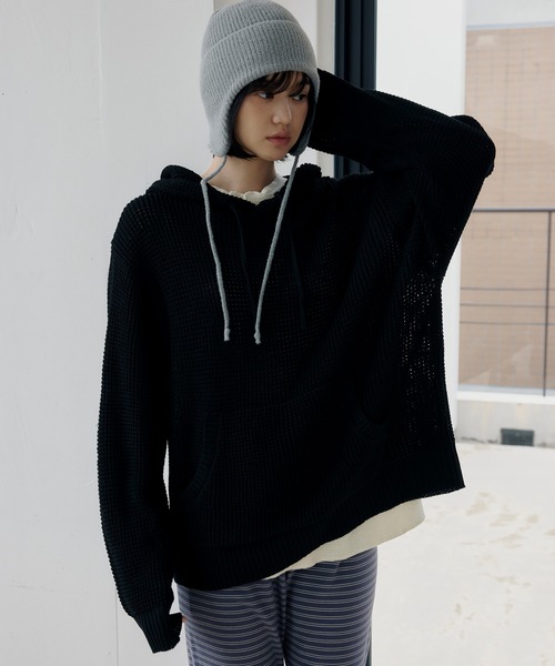 DAWNCE パーカー 「AKI・三嶋ひな 着用」ワッフルニットフーディー