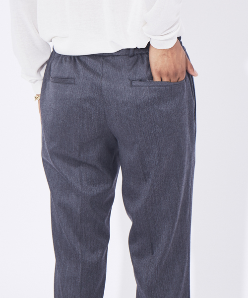 DESIGNWORKS スラックス ウールサテン ピンタックパンツ メンズ