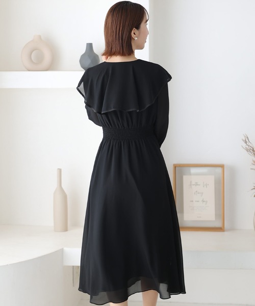 PourVous ブラック パーティードレス M PourVous（プールヴー） ドレス 袖あり＆ロング パーティードレス