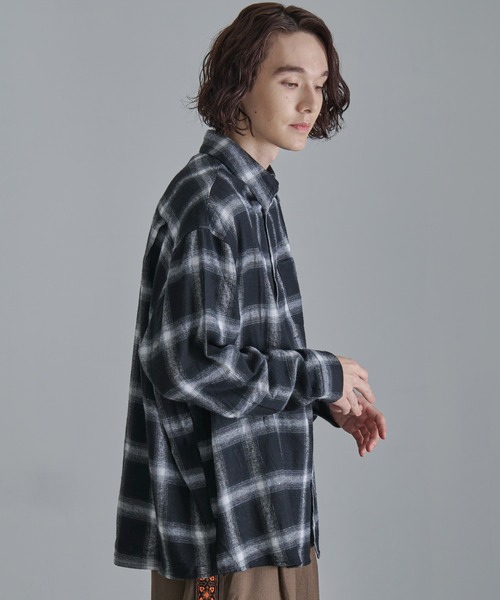 Revo. シャツ 「Revo.」オンブレチェックロングスリーブシャツ メンズ