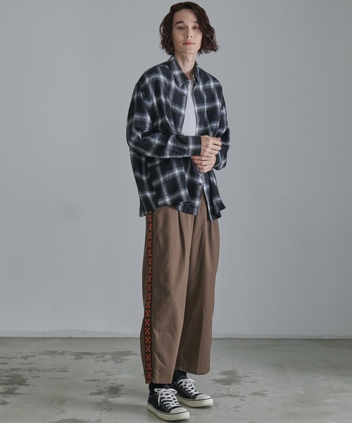 Revo. シャツ 「Revo.」オンブレチェックロングスリーブシャツ メンズ