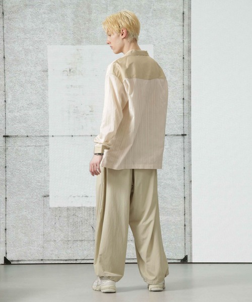 Apo（s）ture パンツ LUCAS-008/ナイロンタスランカラーワイドパンツ