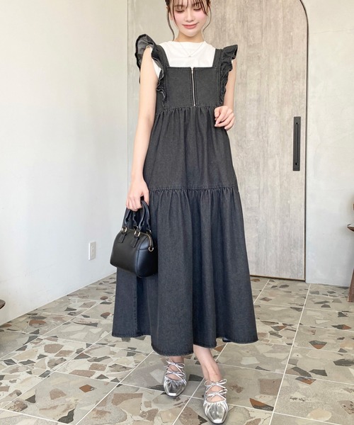 ラルフローレン デニム ティアード ワンピース S フリル オフショルダー ショルダーフリルデニムティアードワンピース 春/夏/秋 ゆったり