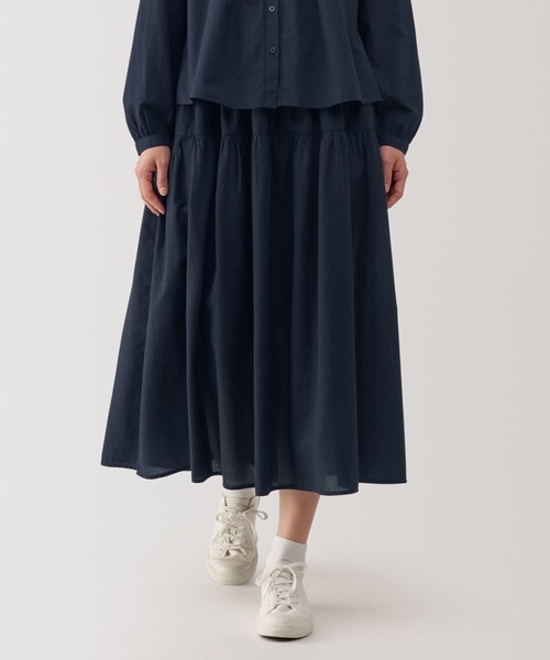 無印良品（MUJI） ロング スカート 婦人 綿ボイル ギャザースカート