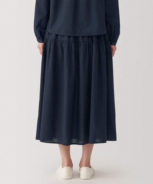 無印良品（MUJI） ロング スカート 婦人 綿ボイル ギャザースカート
