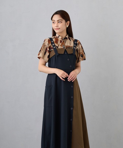 ブラウス シャツ 衿ベルト 水彩柄ブラウス レディース : ZOZOTOWN