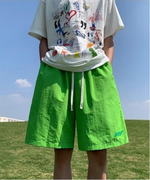 COMON＋ パンツ 冷感素材 水陸両用 ネオンカラー ハーフパンツ