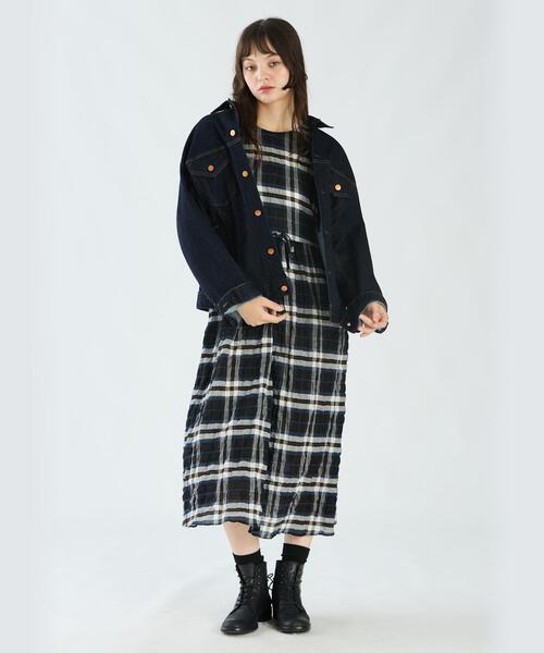 To b. by agnes ワンピース チェックシャーリングワンピース