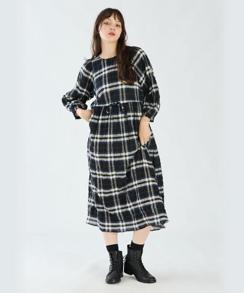 To b. by agnes ワンピース チェックシャーリングワンピース