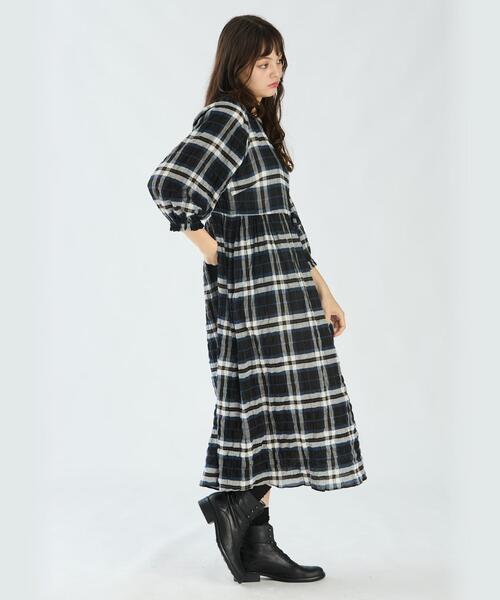 To b. by agnes ワンピース チェックシャーリングワンピース