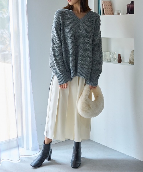 TRIANGLE PALETTE ニット セーター モールラメVネックニットプル