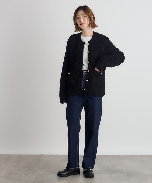 2024AW ダイアグラム ツイードニットカーディガン ノーカラー ジャケット 2024AW ダイアグラム ツイードニットカーディガン ノーカラー