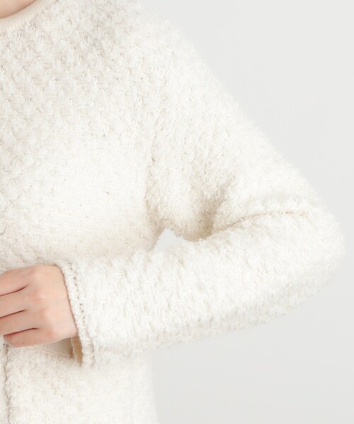 【美品】カーサフライン ツイードニットジャケット ホワイト レディース 美品】カーサフライン ツイードニットジャケット ホワイト レディース