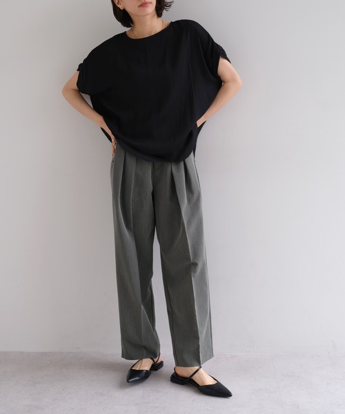 evernavy ワイドパンツ パンツ TRストレッチダブルタックパンツ