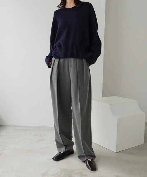 evernavy パンツ TRストレッチダブルタックパンツ レディース