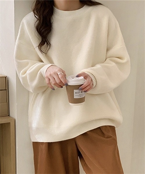 FREE STYLISTS ニット セーター 温かいクルーネックニットプルー