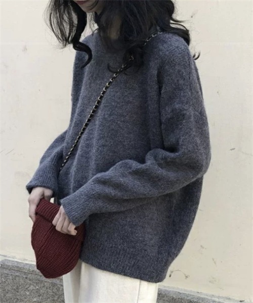 FREE STYLISTS ニット セーター 温かいクルーネックニットプルー