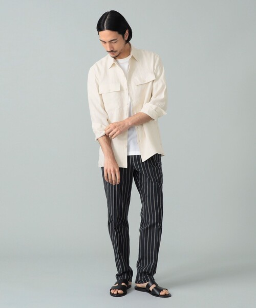 【D.GREY/20】Massimo d'Augusto * Brilla per il gusto / 別注 TEO リネン ストライプ シャツジャケット Brilla per il gusto（ブリッラ ペル イル グスト） シャツ 「別注