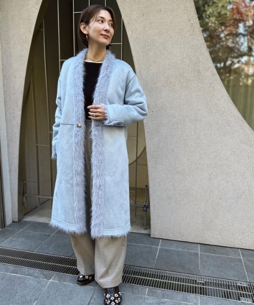 Muel Chic（ミュエルシック） ノーカラーコート コート Rios shaggy
