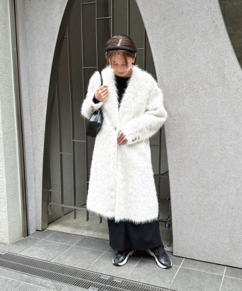 Muel Chic（ミュエルシック） ノーカラーコート コート Rios shaggy