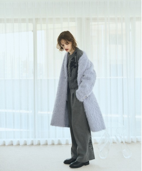 Muel Chic（ミュエルシック） ノーカラーコート コート Rios shaggy