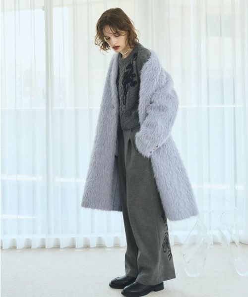 Muel Chic（ミュエルシック） ノーカラーコート コート Rios shaggy