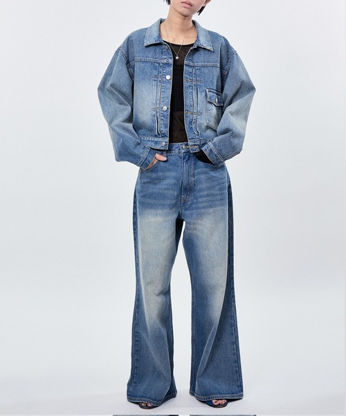 M TO R デニムジャケット gジャン WASHED DENIM CROPPED JACKET