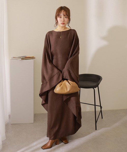 新品✨ワイエーアク　ドルマンスリーブ袖　ワンピース　麻100% マキシ丈 ワンピース dolman sleeve long dress /ドルマンスリーブ ロング