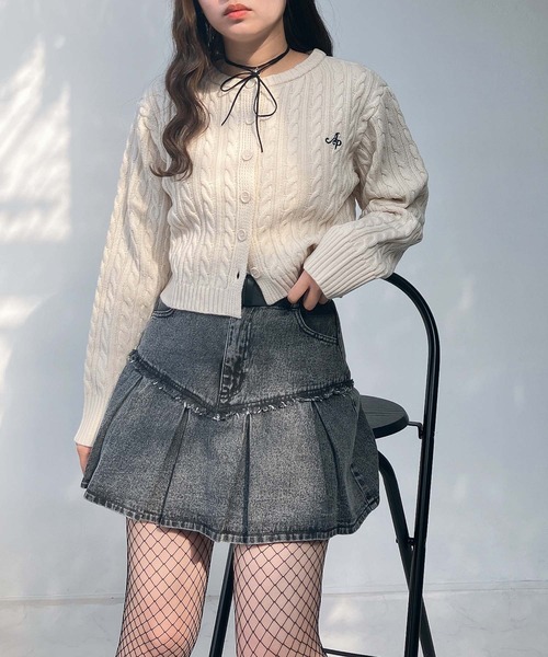 AS KNOW AS（アズノゥアズ） スカート ○切替えフリンジ ボックス