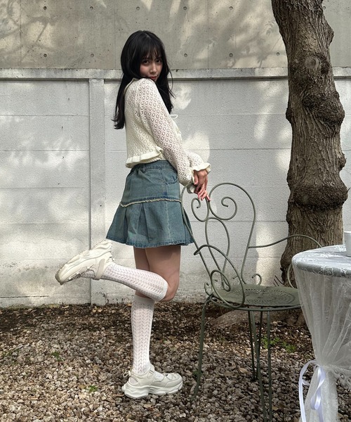 AS KNOW AS（アズノゥアズ） スカート ○切替えフリンジ ボックス