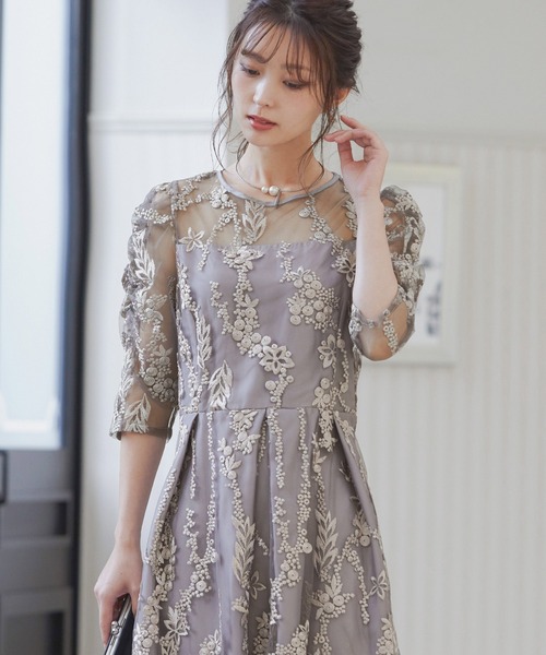 「niana」 「haremode」半袖ワンピース 4L シルバー レディース_画像5