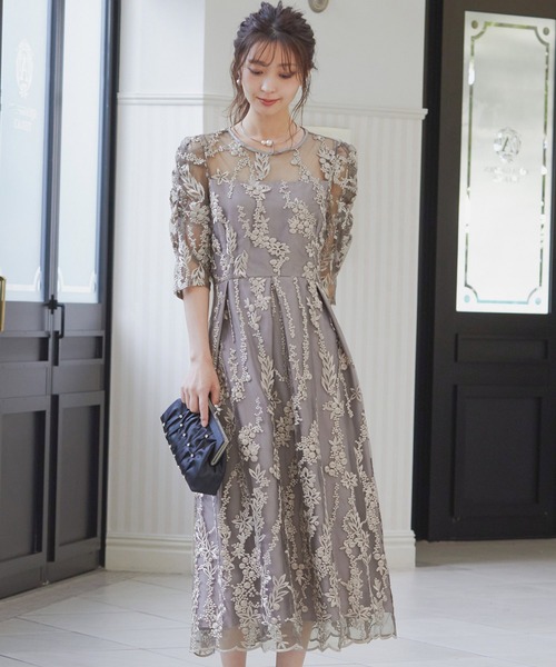 「niana」 「haremode」半袖ワンピース 4L シルバー レディース_画像6