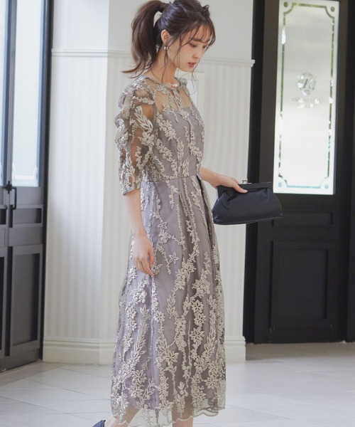 「niana」 「haremode」半袖ワンピース 4L シルバー レディース_画像7