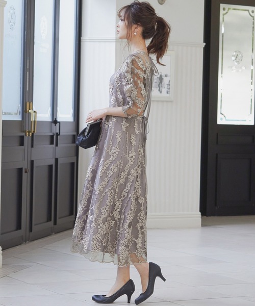 「niana」 「haremode」半袖ワンピース 4L シルバー レディース_画像9