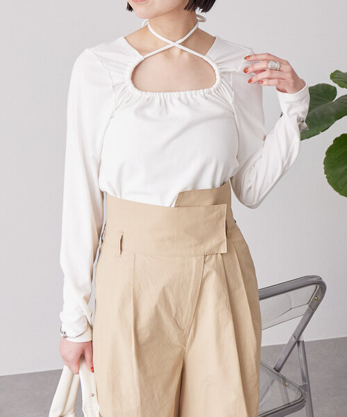HYSTERIC Miss Hysteric 長袖Tシャツ　チョーカー　白　首紐 長袖 チビTシャツ チョーカー付き ヒステリックグラマー｜Yahoo!フリマ