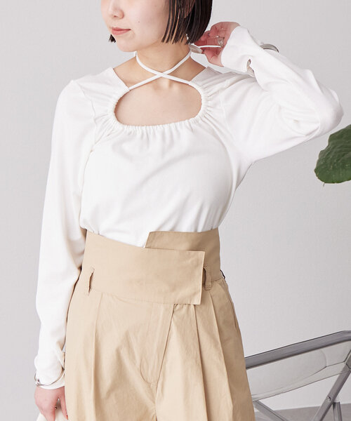 mystic（ミスティック） tシャツ チョーカーリボンロンT レディース